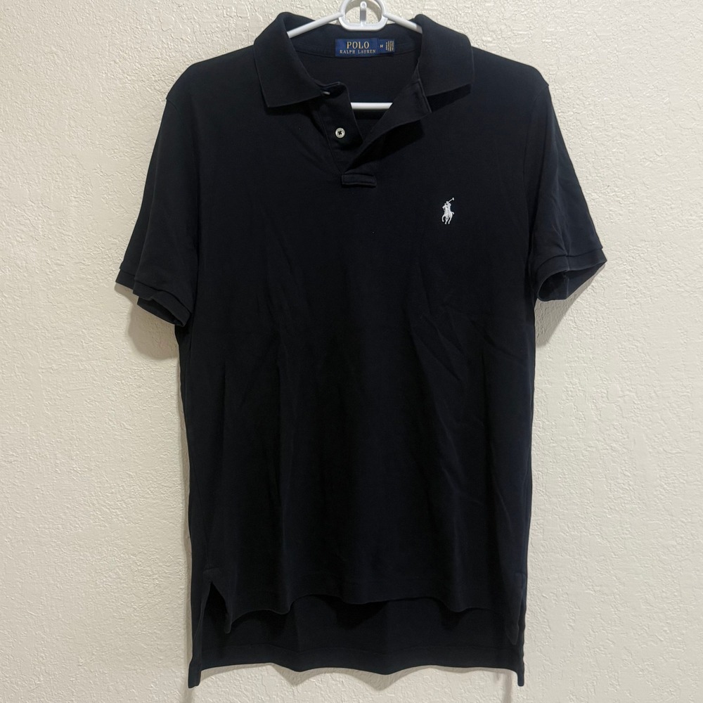 Polo Ralph Lauren Mens Medium Black Short Sleeve Cotton Polo Shirt Pony Logo